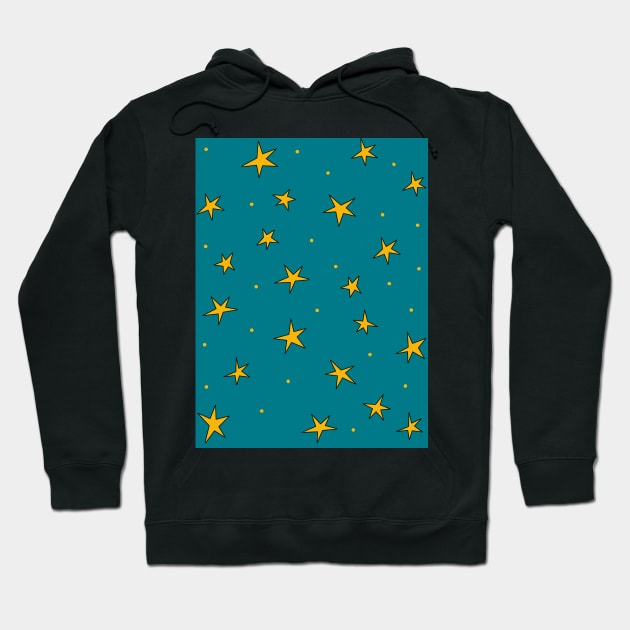 Stars in the night sky - radiant teal jade green Hoodie by FrancesPoff